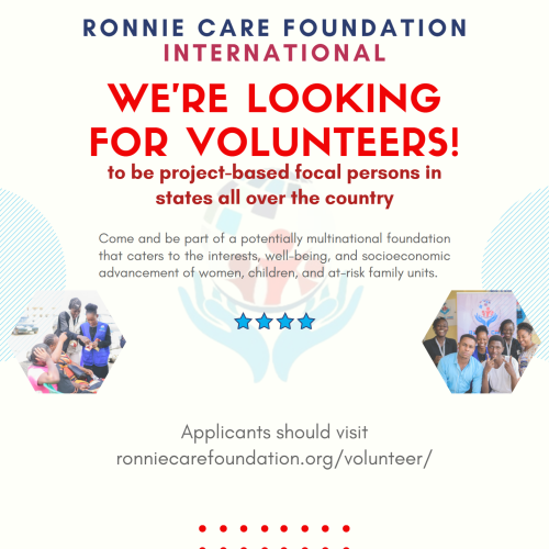 Apply to volunteer for Ronnie Care Foundation - RCF Int.